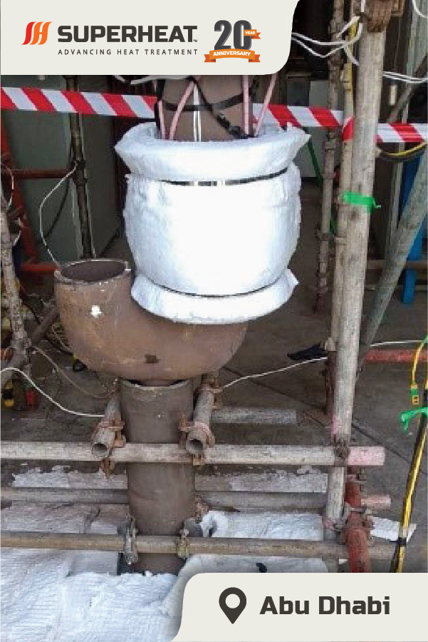 A wrapped pipe for on-site heat treatment in Abu Dhabi project
