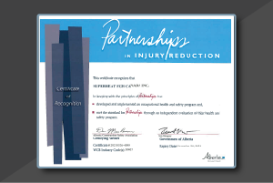 Partnerships in Injury Reduction, Alberta Canada, certificate of recognition