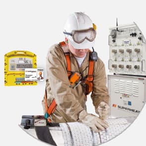 A heat treatment technician working on setting up a wrap