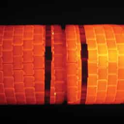 A pipe undergoing post weld heat treatment