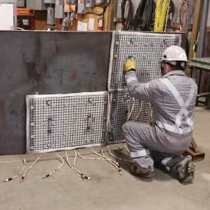 Flexible ceramic pad heater being installed for onsite stress relieving.