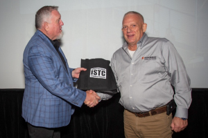 Bret Cadenhead, Regional HSE Manager, accepting safety awards on behalf of Superheat for safe onsite heat treatment services.