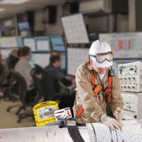 Field technician using an induction heater rental